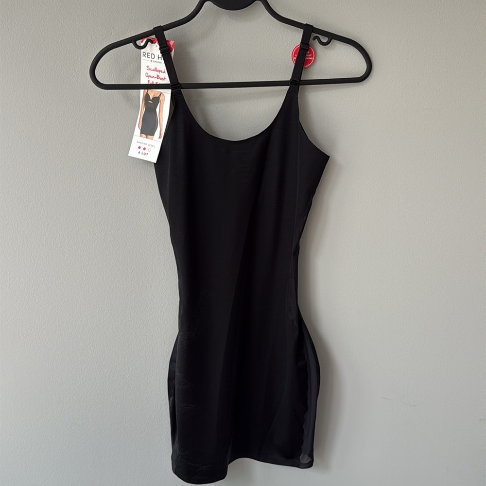 SPANX Assets Red Hot Label Scalloped Open-Bust Full Slip Black Super Shaper-Sml - Picture 5 of 10